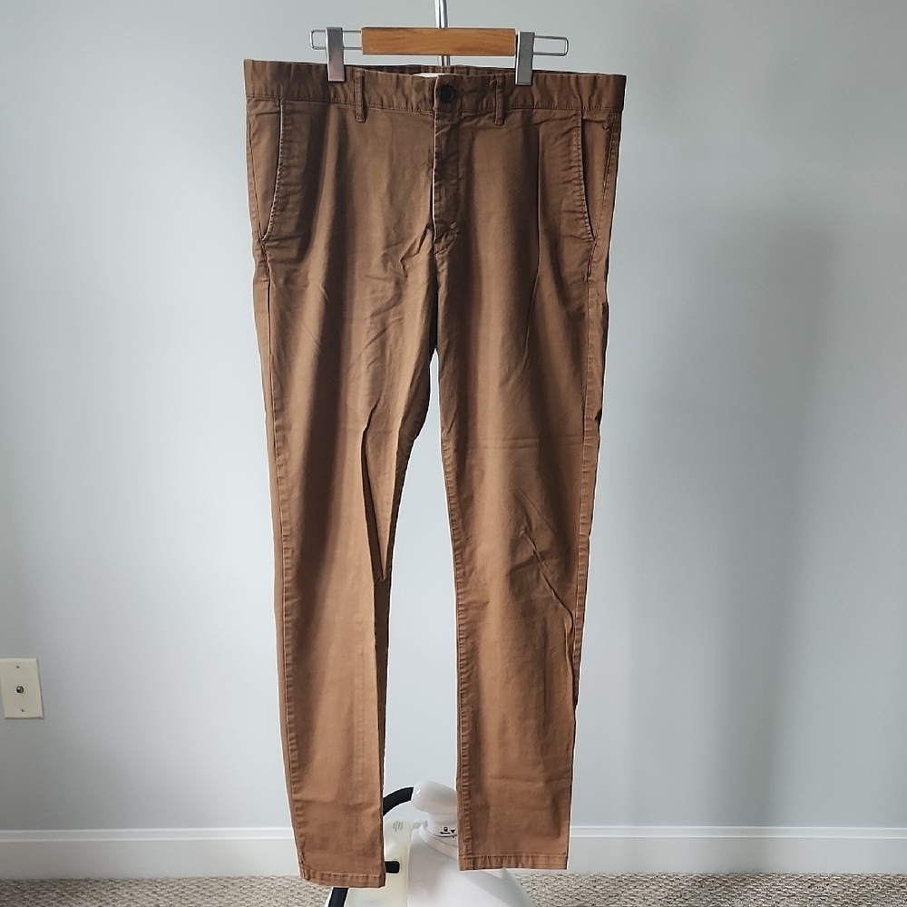 H&M Brown Chinos Classic Straight-Leg Cotton